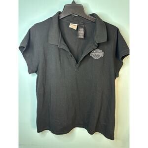 Harley-Davidson women's black polo shirt cotton blend embroidered XL